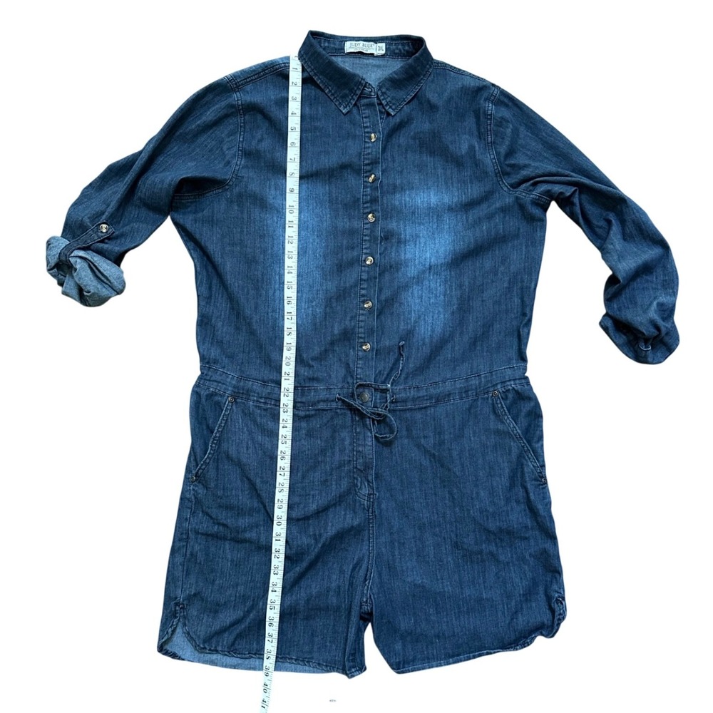 Judy Blue Plus Size Chambray Denim Adjustable Long Sleeve Romper Size 3XL